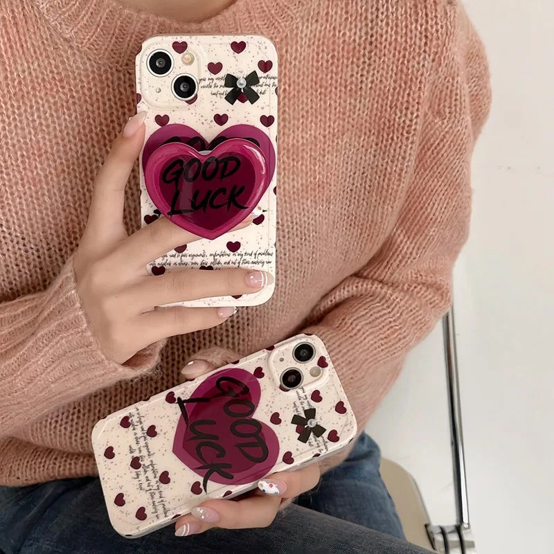 Wine Red Love Phone Case For iPhone 14 13 12 11 Pro XS MAX Silicone Cover Holder Funda Iphone 14 Pro Max Good Luck Case