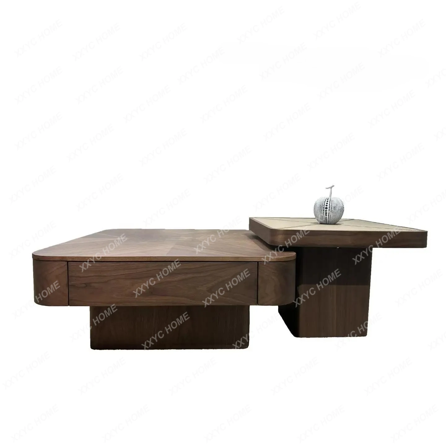 Medieval style square coffee table walnut pattern living room modern size apartment household coffee table combination