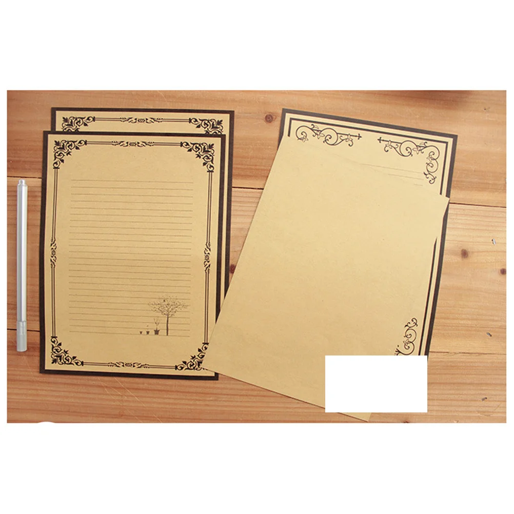 

8 шт. винтажный набор писчей бумаги 4x2 дизайна крафт-канцелярские принадлежности для букв и рукописных заметок бумага для письма с буквами
