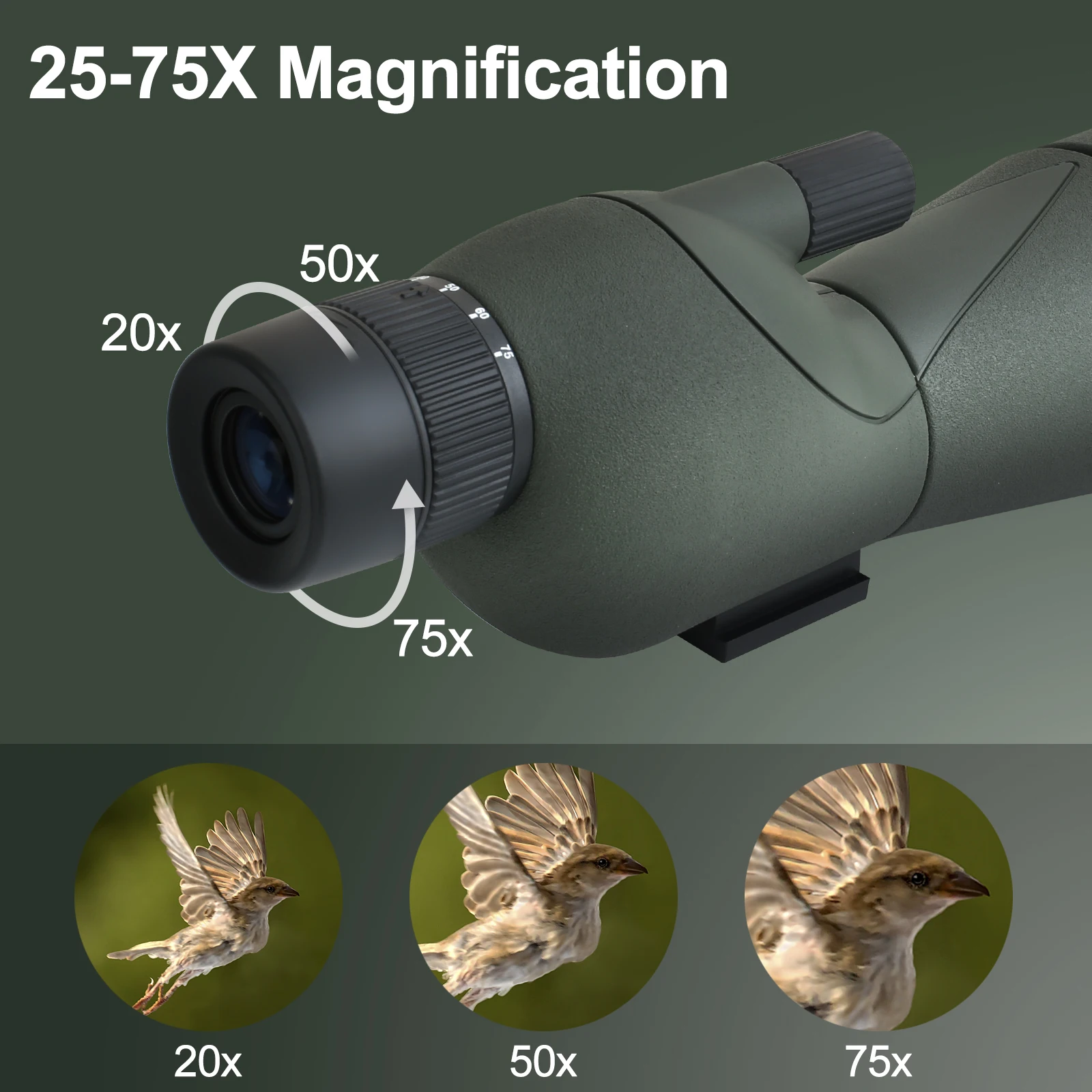 25-75x60 Binoculars with Tripod Waterproof Spotting Binocular Smartphone Adapter Straight Spotter Scope For Hunting Birdwatching