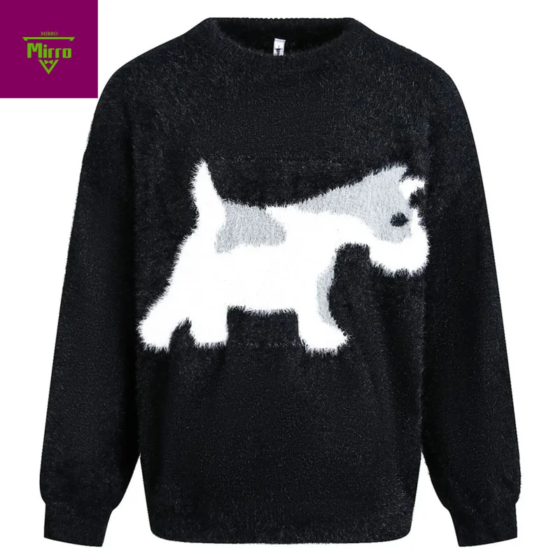

Dog Graphic Sweaters Men Streetwear Harajuku Hip Hop Oversized Sweaters Knitted Jumpers Casual Loose Y2K Sweaters Knittwear