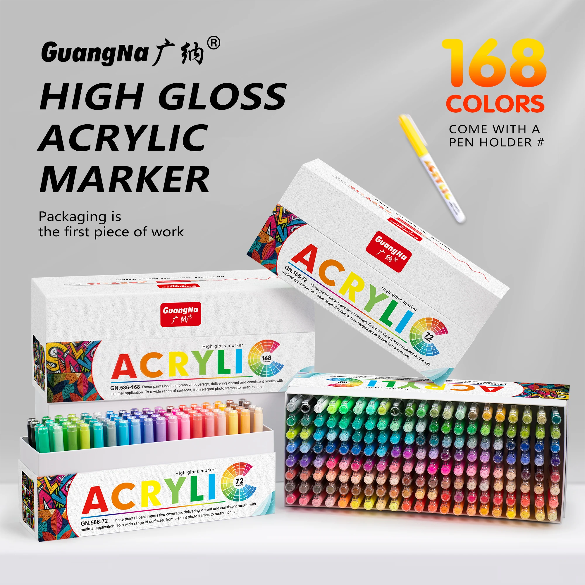 

Languo 168 Colors Highlight Acrylic Marker Pens High Concentration Ink High Coverage 1.0mm Line Width Acrylic Paint Pens Multi-Color Gel Pens Student Gel Pens Writing Markers Stationery