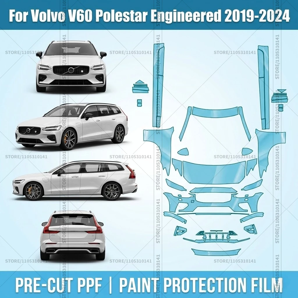 

For Volvo V60 Polestar Engineered 2019-2024 Pre-Cut Paint Protection Film PPF Transparent Car Film Automotive PPF Professional