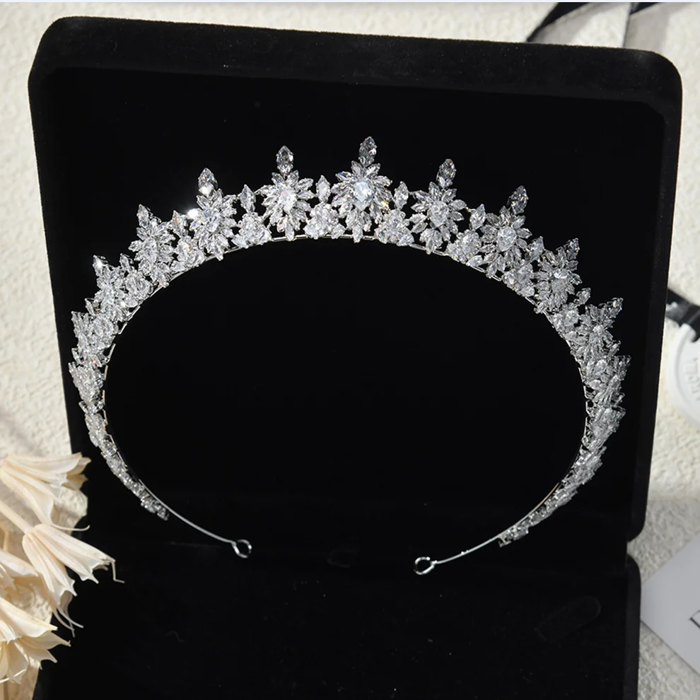 الأميرة الملكة تاج ل خوذة الزفاف زركون الزفاف Headbands تيارا تاج للنساء 15 سنة حفلة موسيقية غطاء الرأس #3