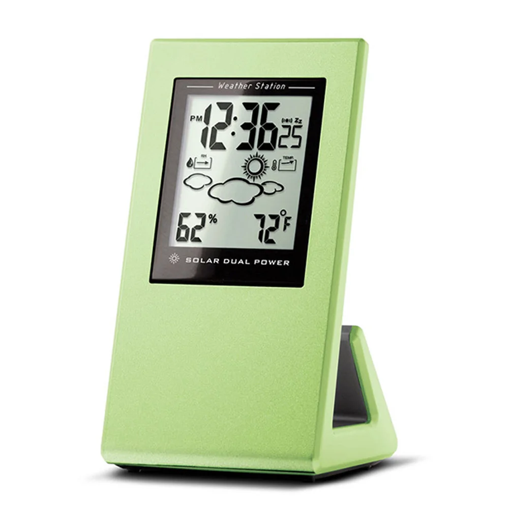 Digital Alarm Clock With Weather Station Thermometer Hygrometer Weather Clock With LCD Display Solar Alarm Home Room Table