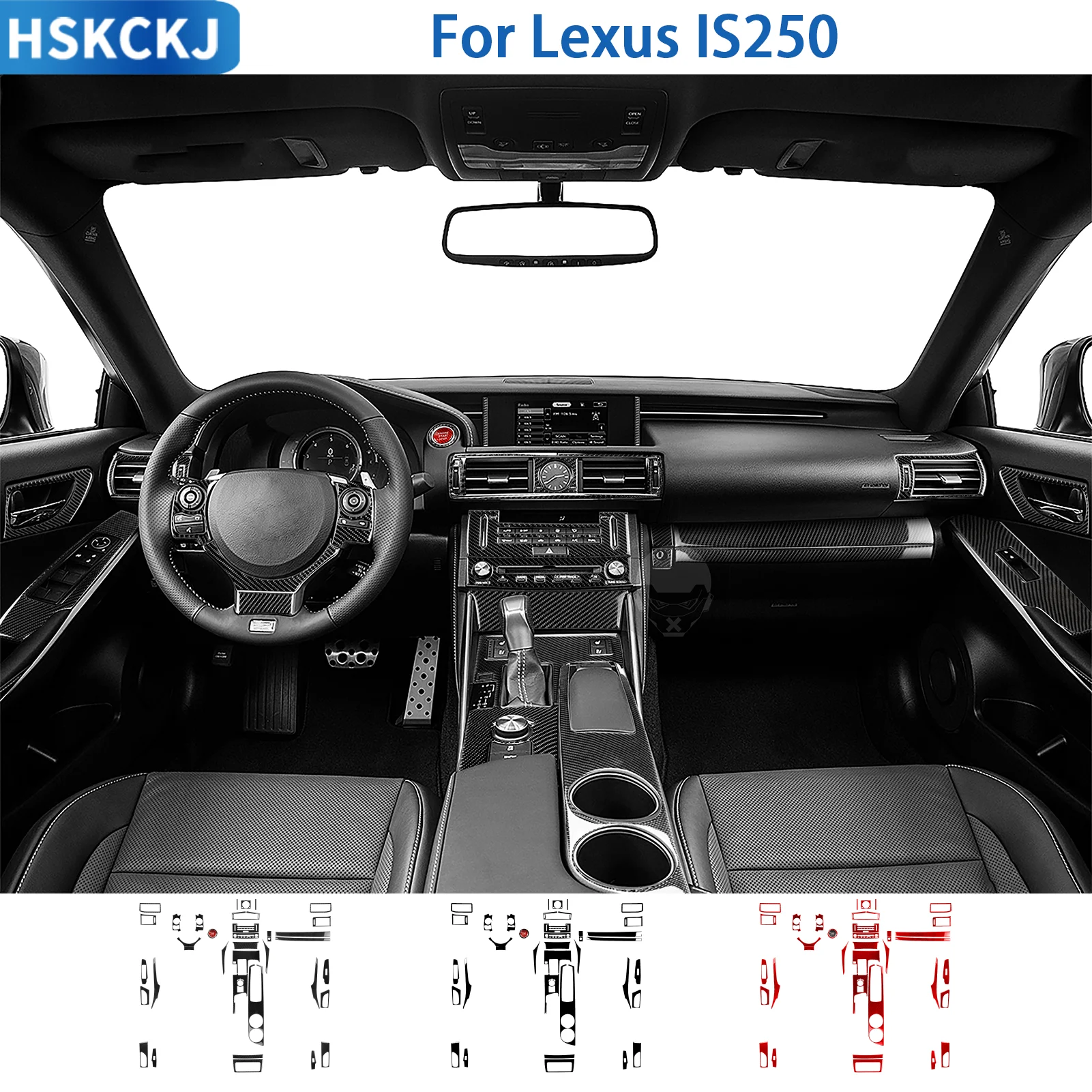 

For Lexus IS250 2013-2020 Car Accessories Glossy Black Interior Gear Central Control CD Air Outlet Trim Sticker Modification