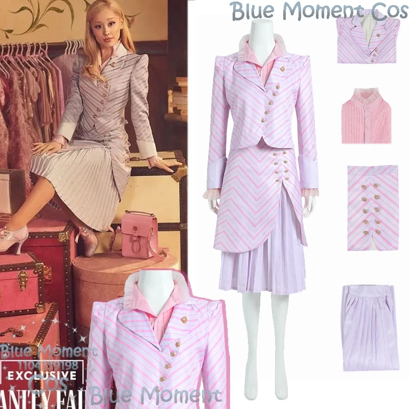 

Wicked Witches Cosplay Costume Glinda Elphaba Clothes Gothic Movie Party Roleplay Pink Suit Black Dress Robe Hat Halloween Party