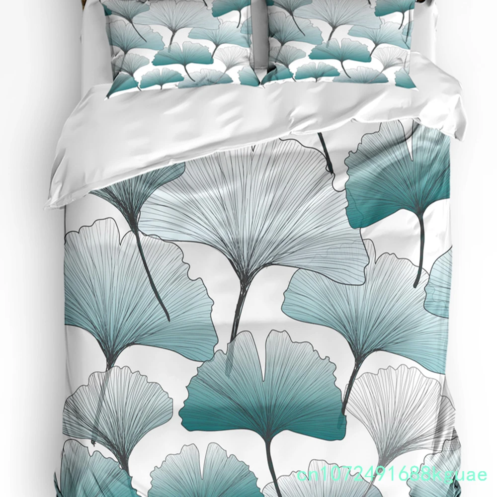 Plant Leaves Ginkgo Biloba Duvet Cover Bed Bedding Set Double Home Textile Quilt Cover Pillowcases Bedroom Bedding Set No Sheet