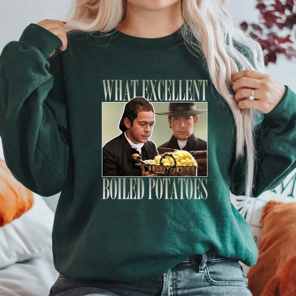 Boiled Potatoes Funny Meme Sweatshirt Pride and Prejudice Sweatshirts Women Fitzwilliam Darcy Pullover Movie Graphic Hoodies