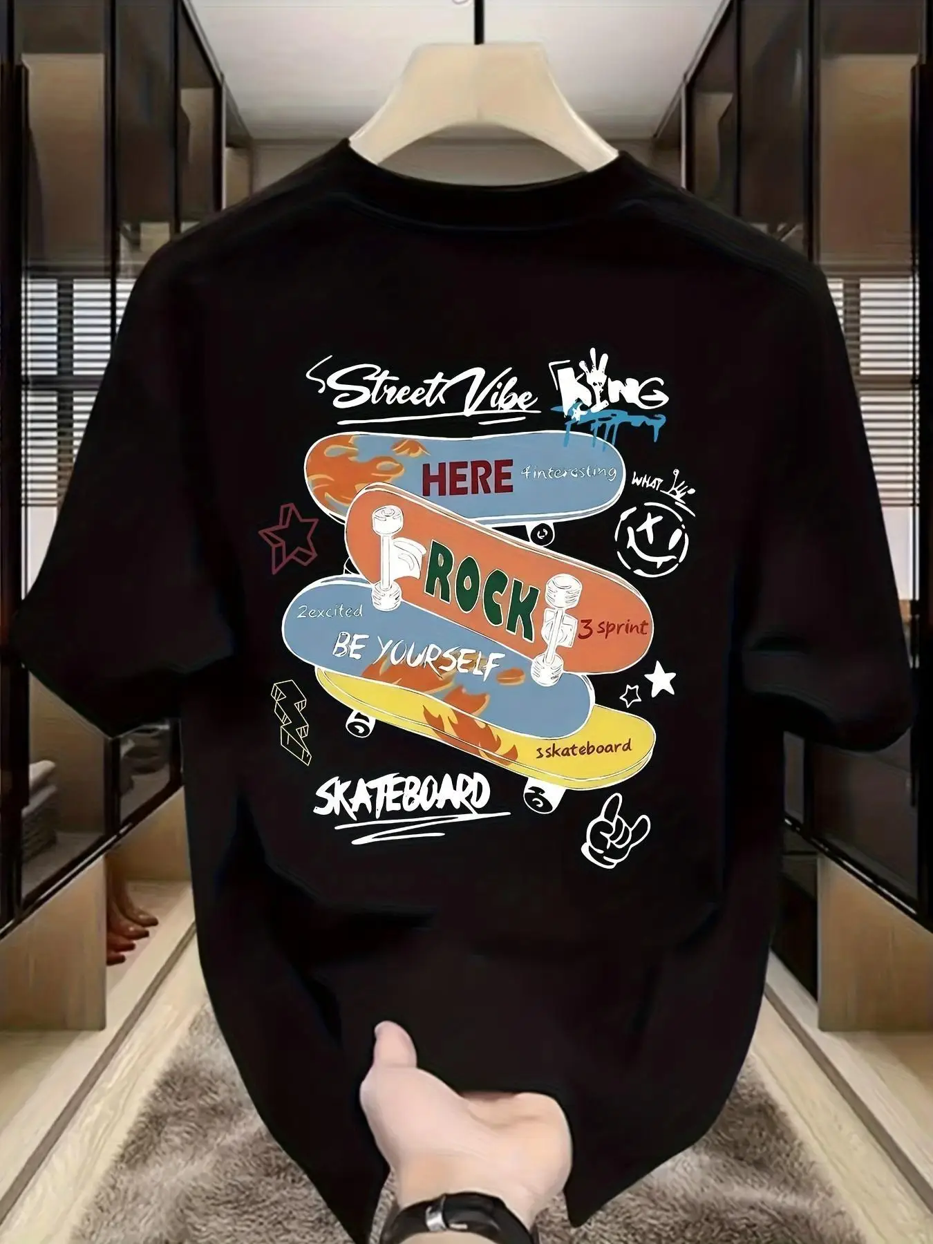 Trendy Screenshot Skateboard Printed Children's T-shirt Pure Cotton Cute Pet Casual Versatile Parent Child Top