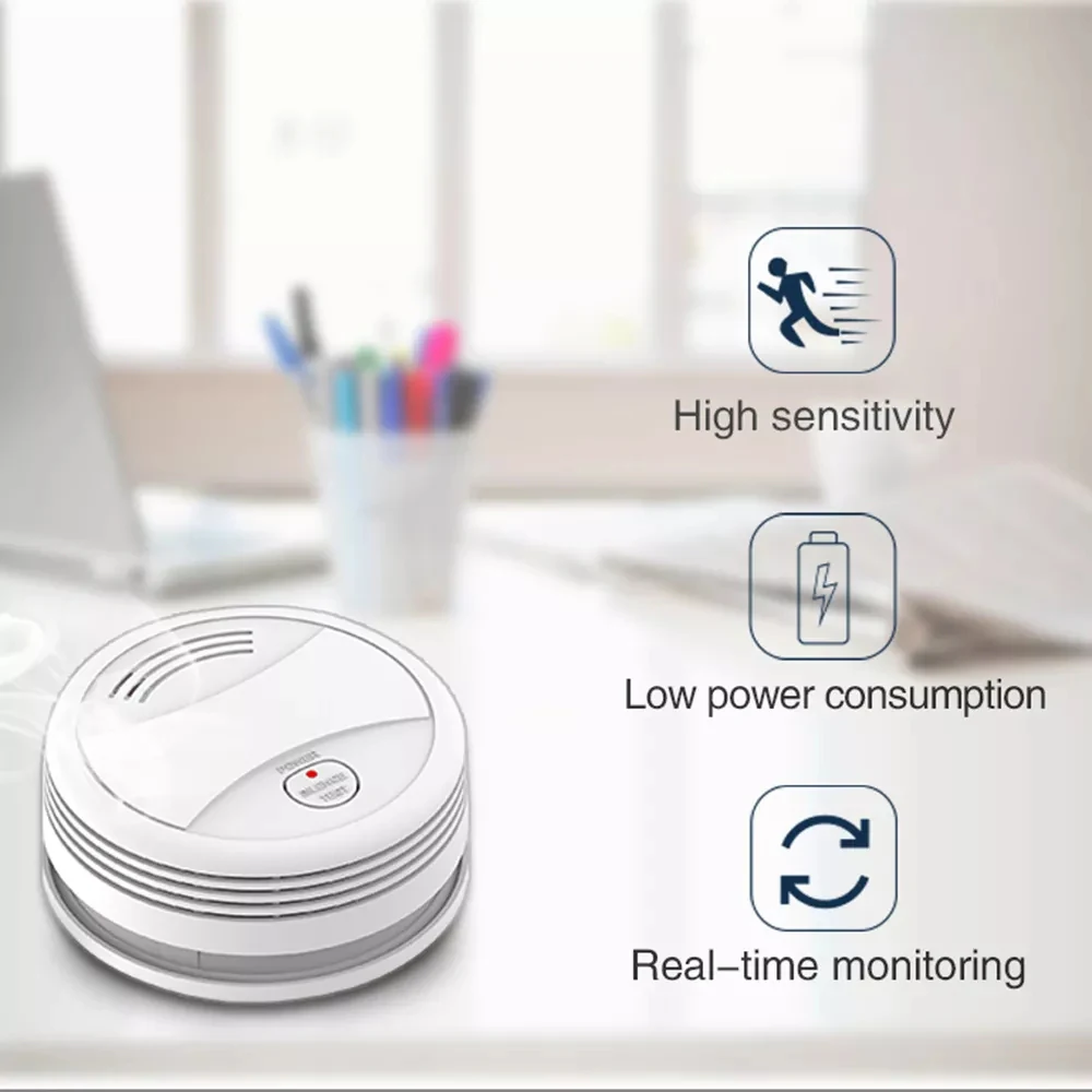 Tuya Smart Life Wireless Mini Wifi  Smoke Detector Fire Alarm Micro Smart Smoke Sensor With 9V Battery