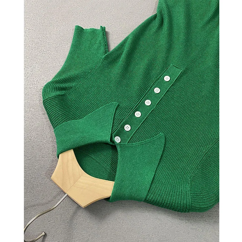 Show your face Small Polo small lapel bright merino wool sweater slim solid color spring and Autumn