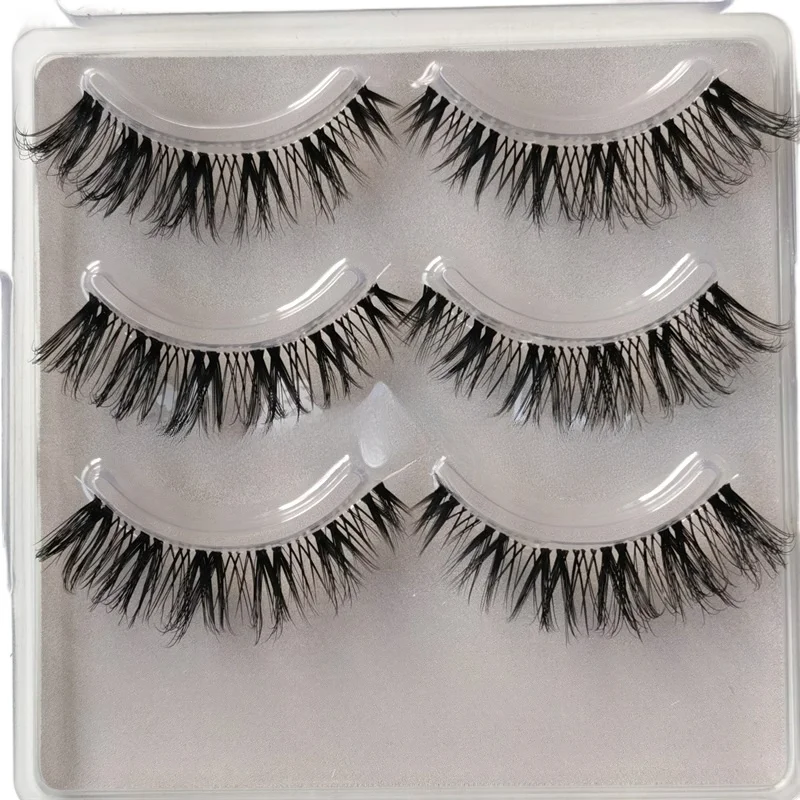 

~European and American thin stem transparent stem false eyelashes whole cluster thick curl 3d eye tail elongated Latin dance
