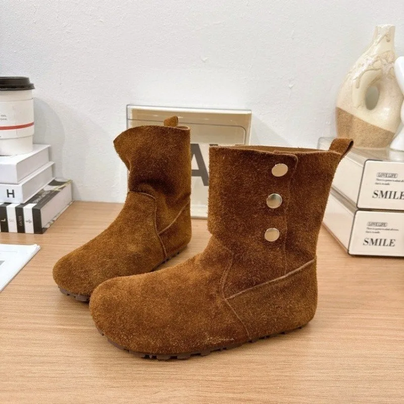 

Women Flats Ankle Boots Casual Suede New Shoes Elegant 2025 Winter Fashion Boots Brand Walking Trend Shoes Woman Sneakers Mujer