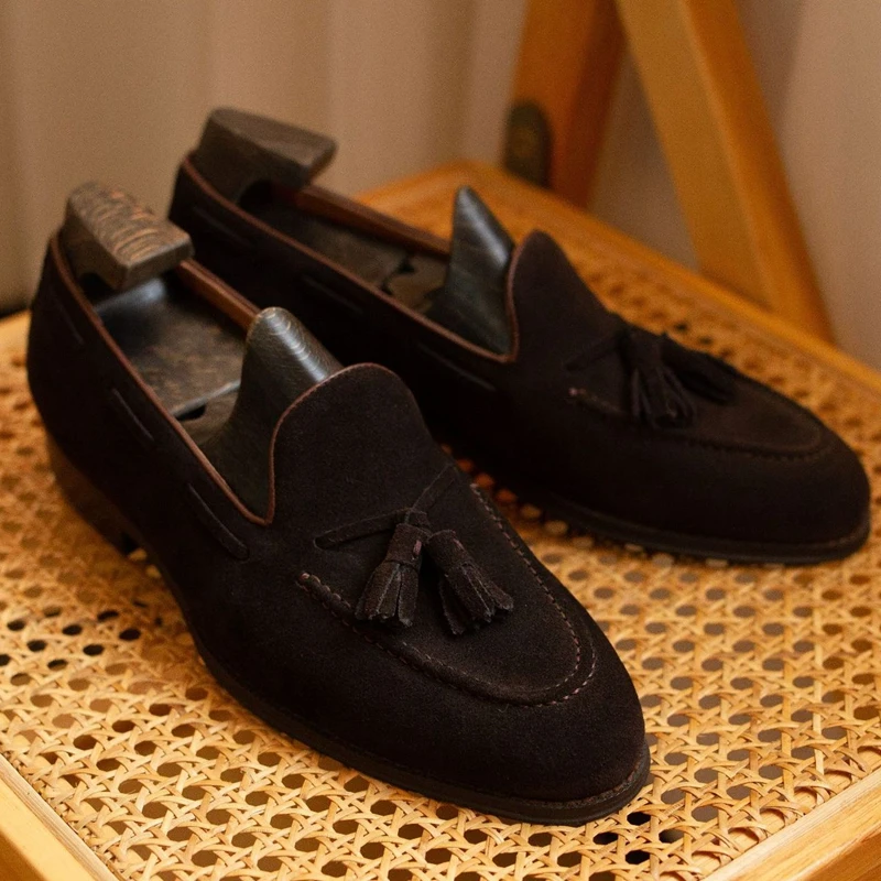 Genuine Leather Loafer Shoes for Men Handmade British Trendy Lazy Casual Shoes New Versatile