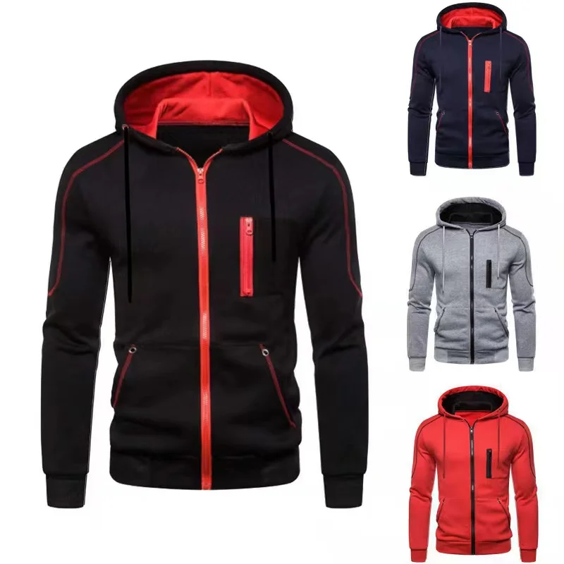 Men's Full Zip Hoodie Jacket Hooded Plain Pocket Sports Outdoor Daily Sports Hot Stamping Designer Basic Casual Sweatshirts