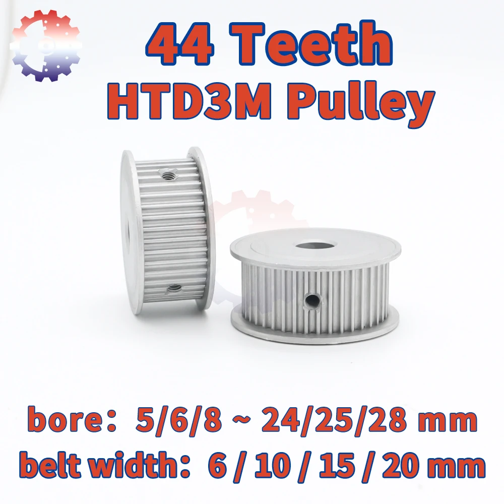 44Teeth HTD3M Belt Pulley 44T 44 Teeth 3M Timing Pulley Bore 5/6/8~28mm 3M Synchronous Wheel Belt Width 10 15 20mm HTD 3M Pulley