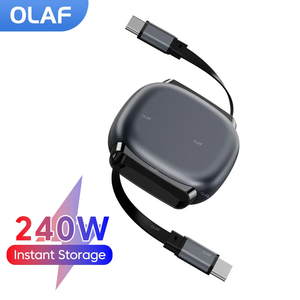 

240W Fast Charging Data Cable 1M Retractable Type C To Type C Cable for iphone 15 16 17 Samsung Huawei Xiaomi Dual Type C Cable