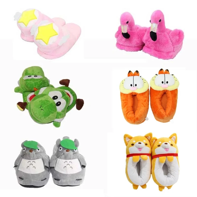 Winter plush cotton slippers dinosaur anime cosplay cartoon graphics male ladies slippers cute adult family shoes