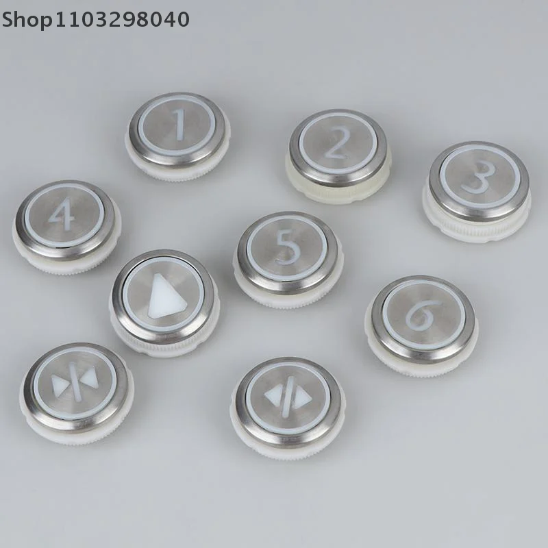 1 PCS Elevator Button Set for Round Stainless Steel Elevators, Including Digital Buttons 1–6, Up Button, and On/Off Button