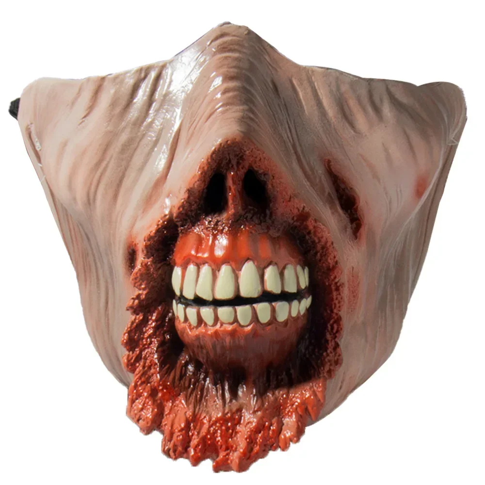 Horror Zombie Mask Cosplay Creppy Biochemical Zombie Half Face Thriller Rotten Face Monster Latex Masks Halloween Costume Props