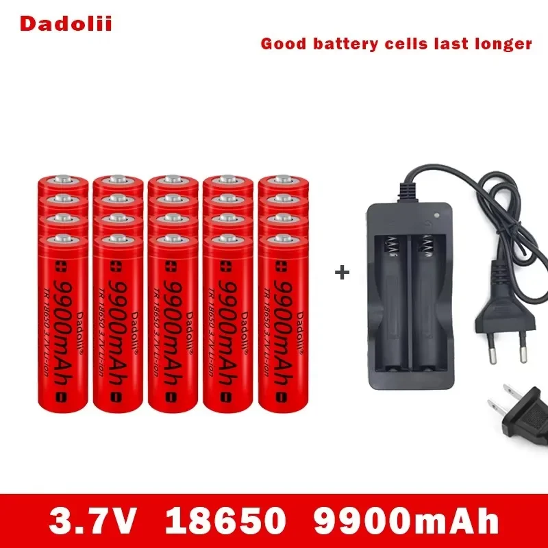 18650 Battery Rechargeable Battery 3.7V 18650 9900mAh Capacity Li-ion Rechargeable Battery For Flashlight Torch Battery+Charger