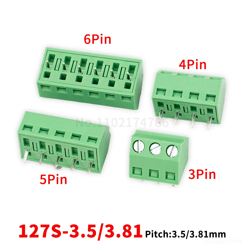 

(5 шт.) KF 127S - угловой клеммный блок 3.5мм 3.81мм для печатных плат, разъем SMKDS1, разъем 102, DG381S 127 3.5 3.81