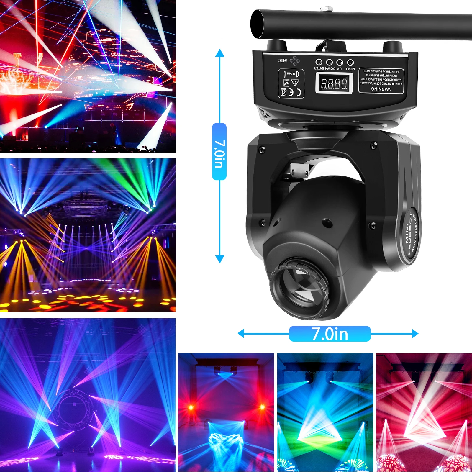 Buysumshine-RGBW LED Beam Moving Head Light, preto, branco, 30W, DMX512 Prisma, Gobo Beam, luzes do palco, casamento, Disco Party, DJ