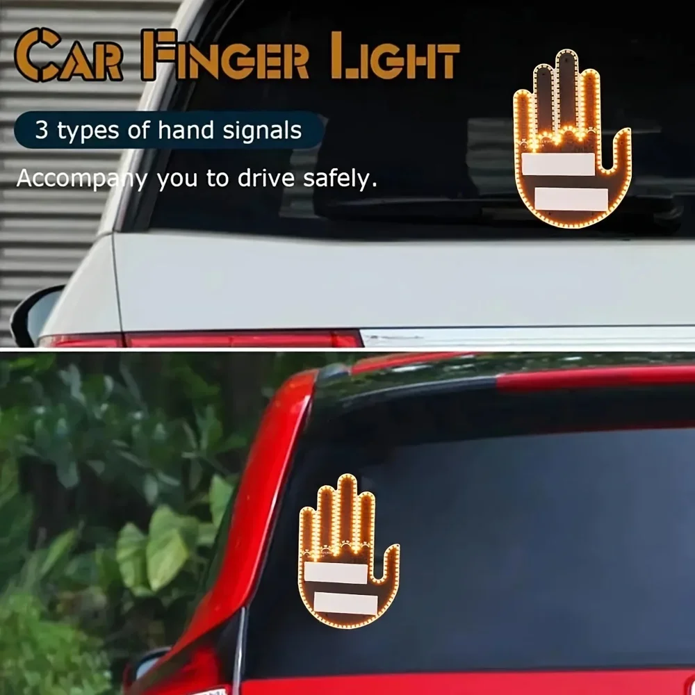 1 Set Car Finger Light with Remote Control Cool Funny Car Interior Light Finger Up LED Middle Finger Hand Lamp Car Accessories - Detail 1