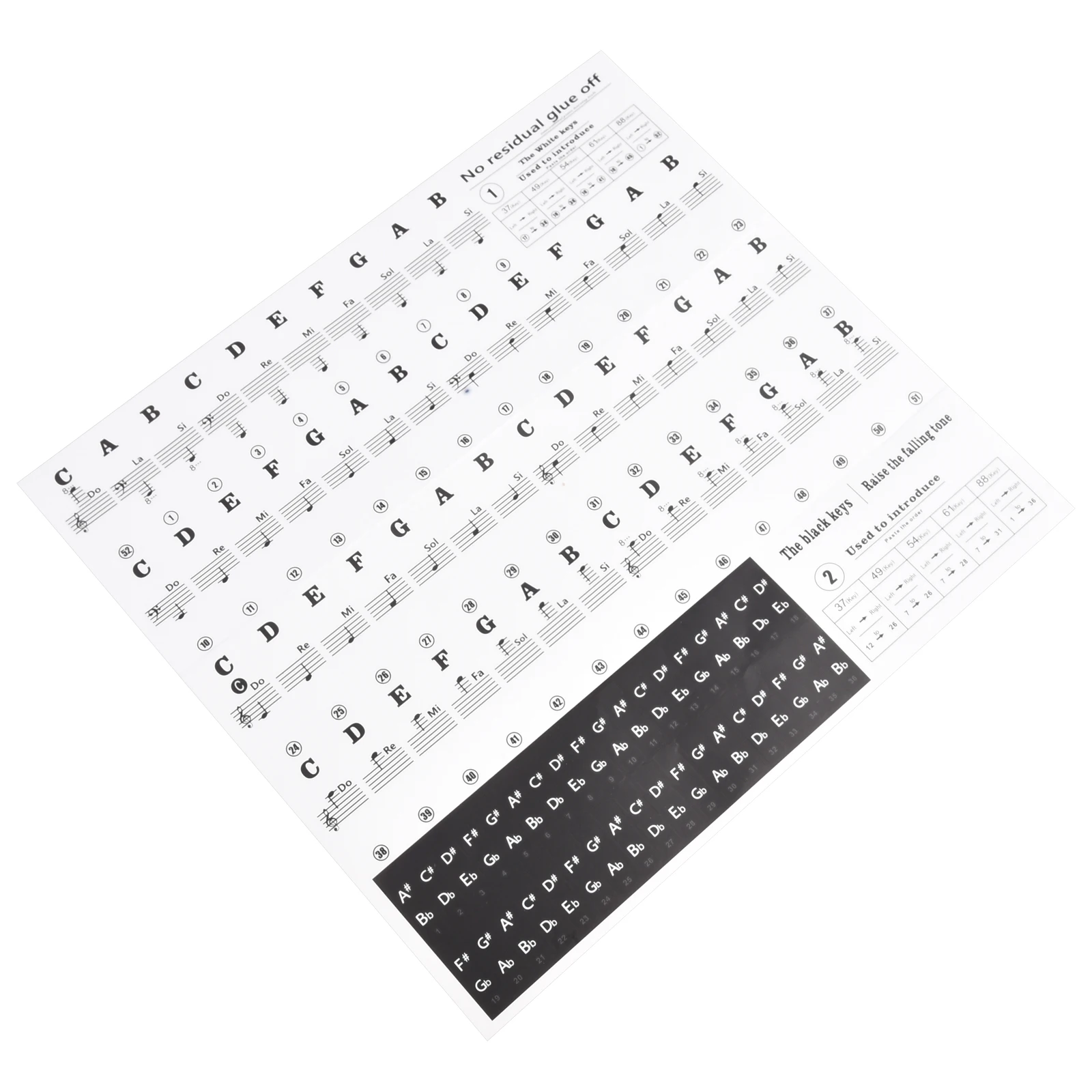 For Piano Lovers Piano Decal Notes Piano Stickers 1 Pcs 88/61/54/49/37 Keys Approx. 25*23cm Colorful Brand New