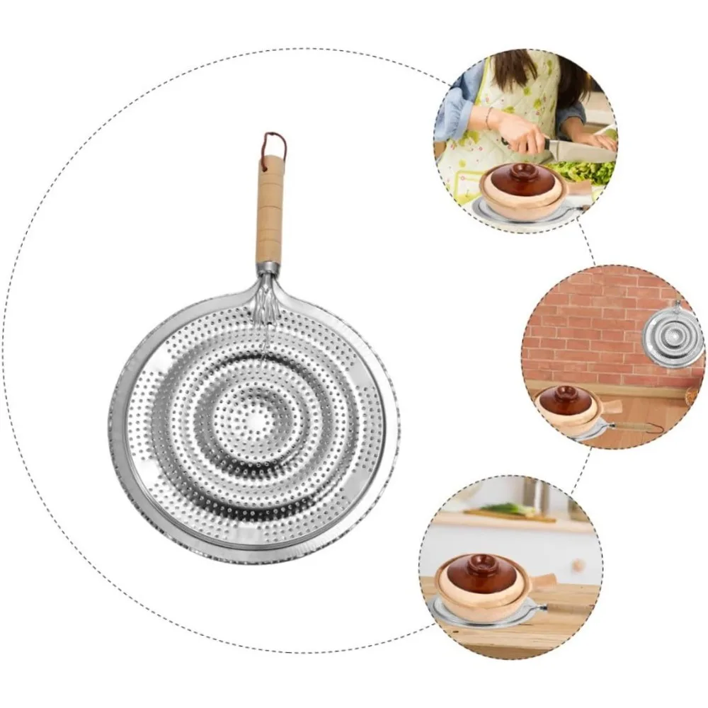 Stainless Steel Pot Pads Heat Conducting Pads Wooden Handles Household Heat Resistant Heat Insulating Pads KitchenUtensils