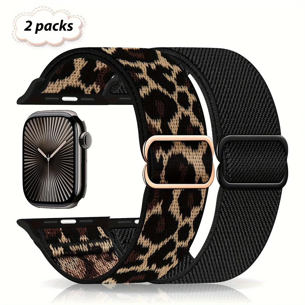 2PCS Elastic Nylon Strap for Apple Watch Band 45-46-44mm Ultra2 49-42mmSeries 10/9/8/7 Bohemian Bracelet iWatch 6 5 4 Se 40-41mm