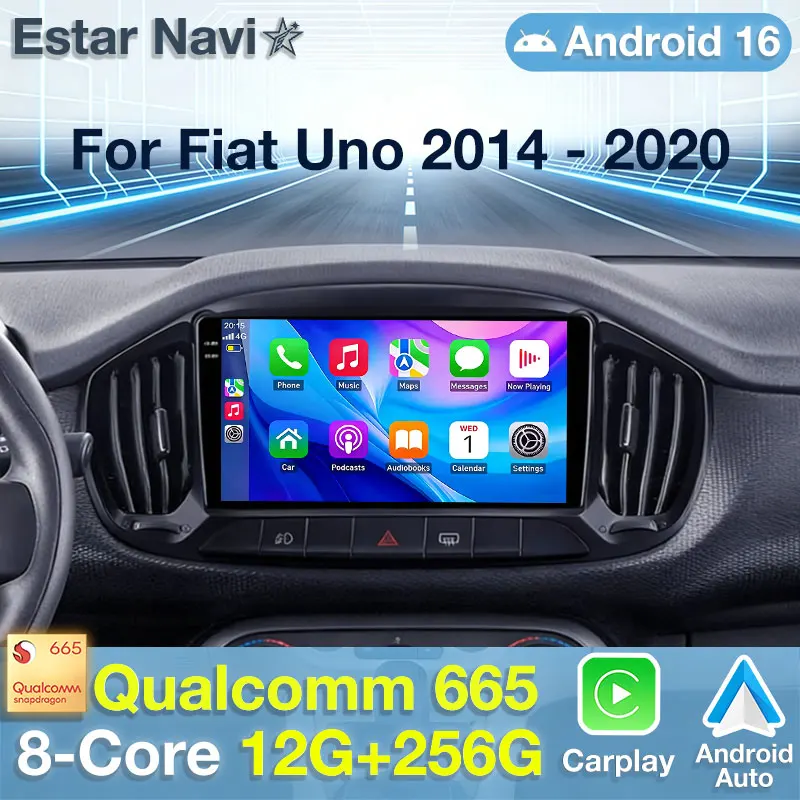 Reproductor Multimedia para Auto con Radio para Fiat Uno 2014-2020, Android 16, 4G, DSP, Estéreo, Navegación GPS, WIFI, Pantalla Táctil IPS, Unidad Principal, QLED 360