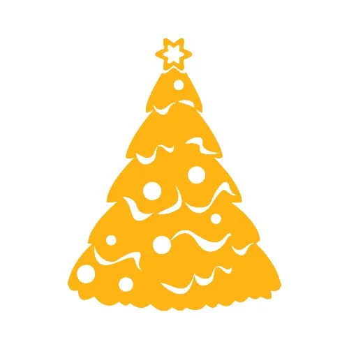 New Jargon Christmas Decorations Snowy Pine Tree Sticker Decal Yellow