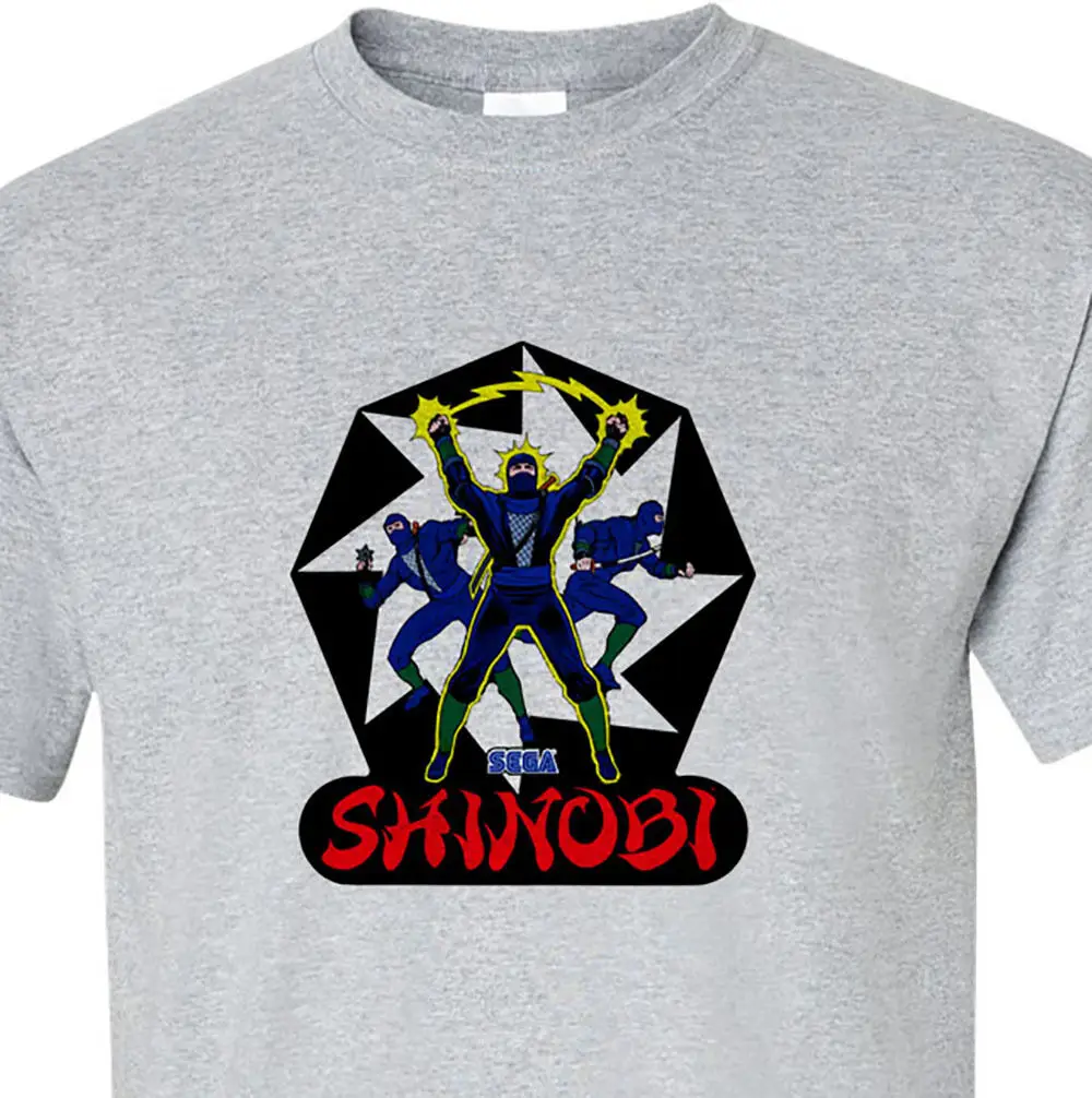 Shinobi T shirt retro arcade video games vintage style distressed heather grey