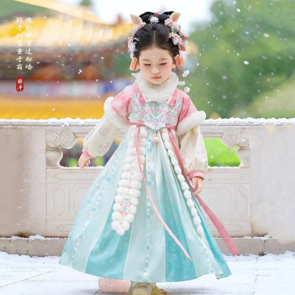 2025 الفتيات الجنية Hanfu الأطفال شتاء دافئ التطريز تانغ فستان بتصميم بدلة طفل أطفال هدية عيد ميلاد الملابس الصينية السنة الجديدة #1