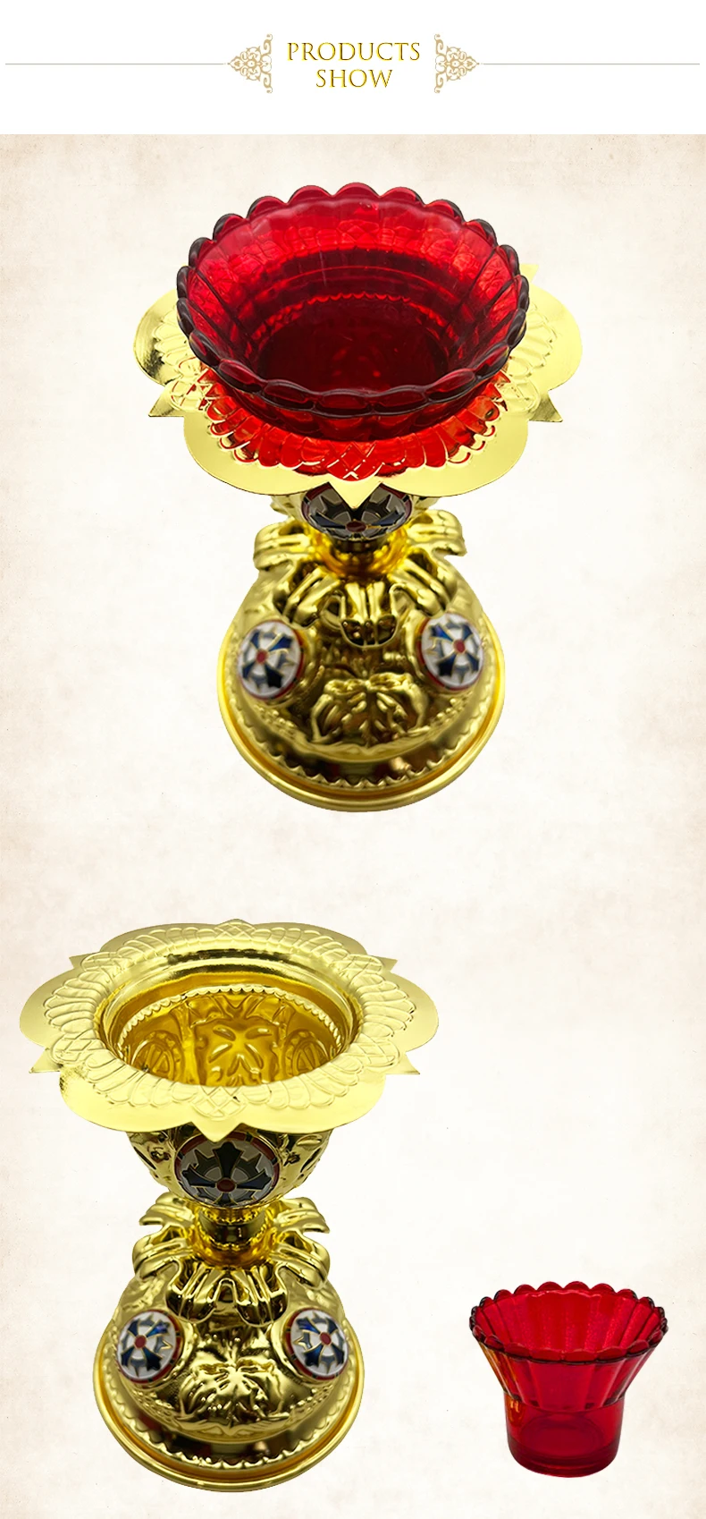 Orthodoxer Goldener Kerzenhalter, religiöser Kerzenständer, Votivleuchter, christlich-katholische Kirchendekoration, Zubehör, подсвечники – Detail 3