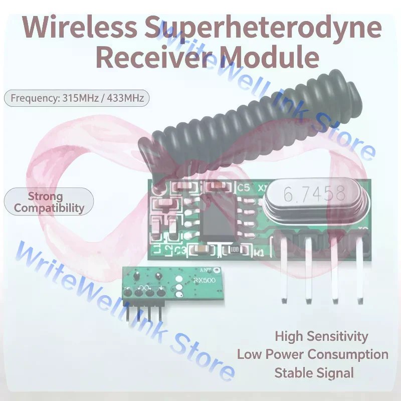 Wireless Superheterodyne Receiver Module 315MHZ 433MHZ Stable Signal For DIY Remote Control Projects
