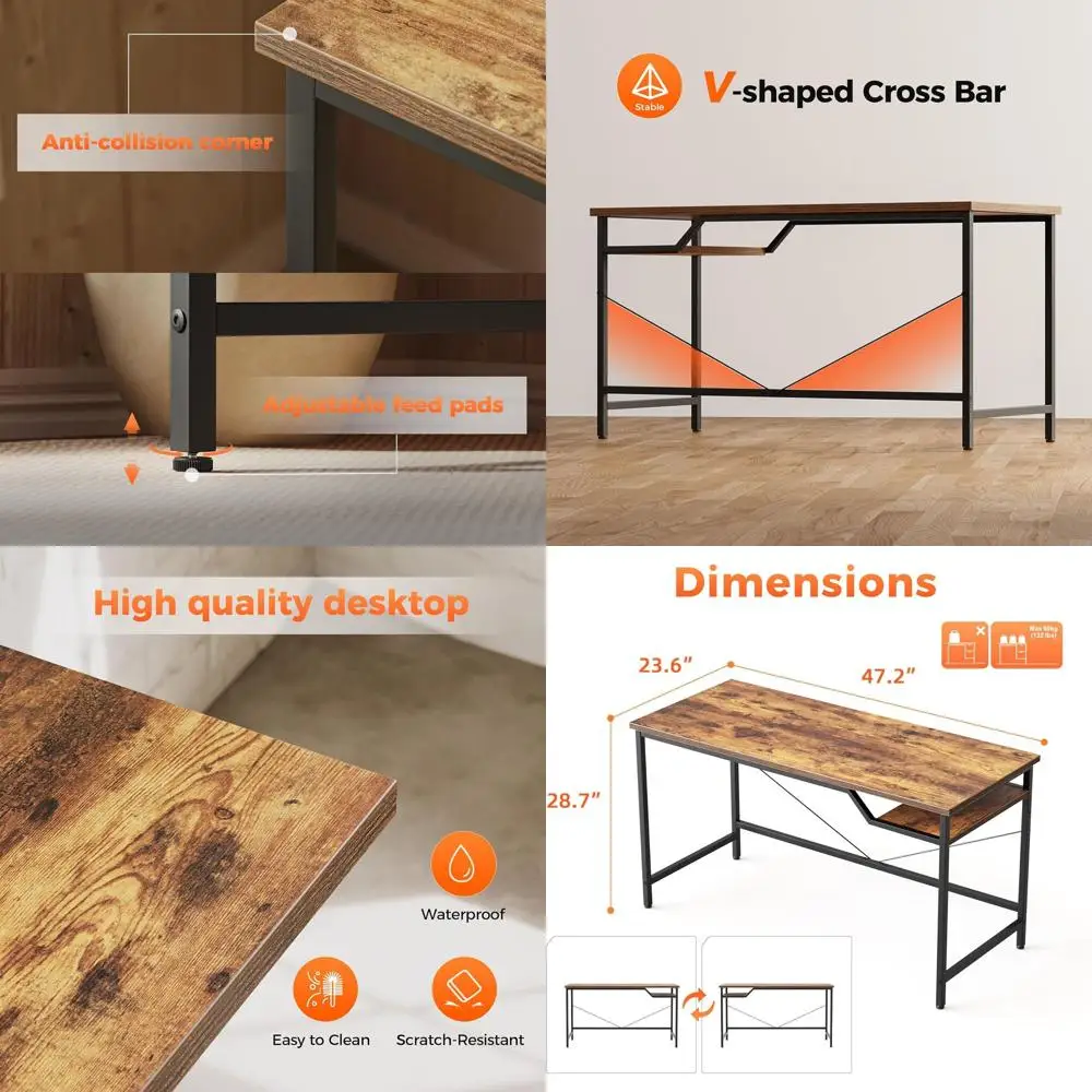 

Compact 48x24 Gaming Desk: Modern Minimalist Desk for Home Office, Study, and Writing