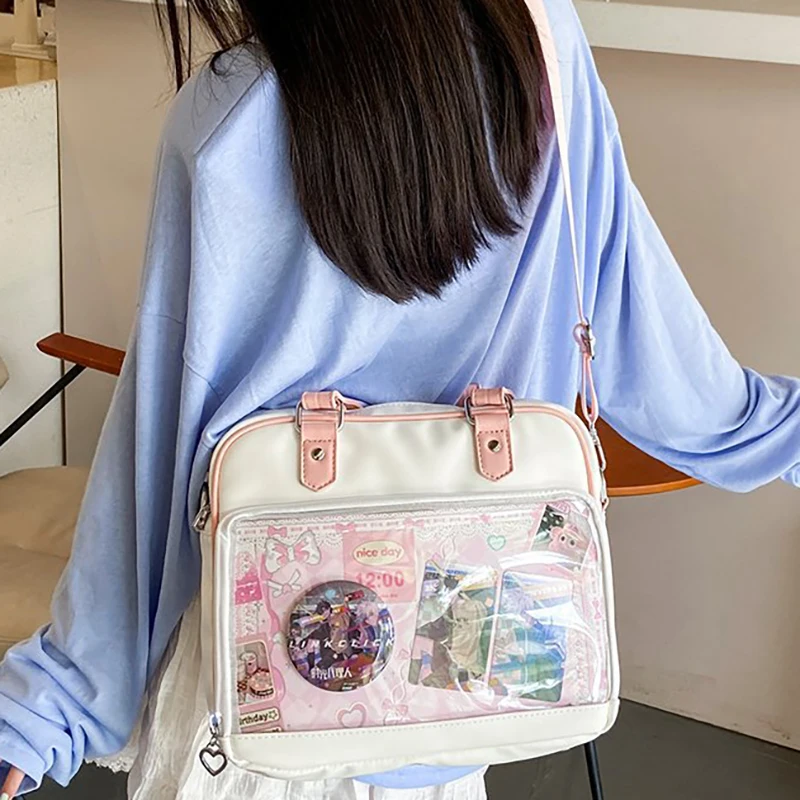 

HAEX Aesthetic Women Ita Bags Fashion Subculture JK Uniform DIY Anime Badge Crossbody Shoulder Bag Daily Commute PU Tote Bolso