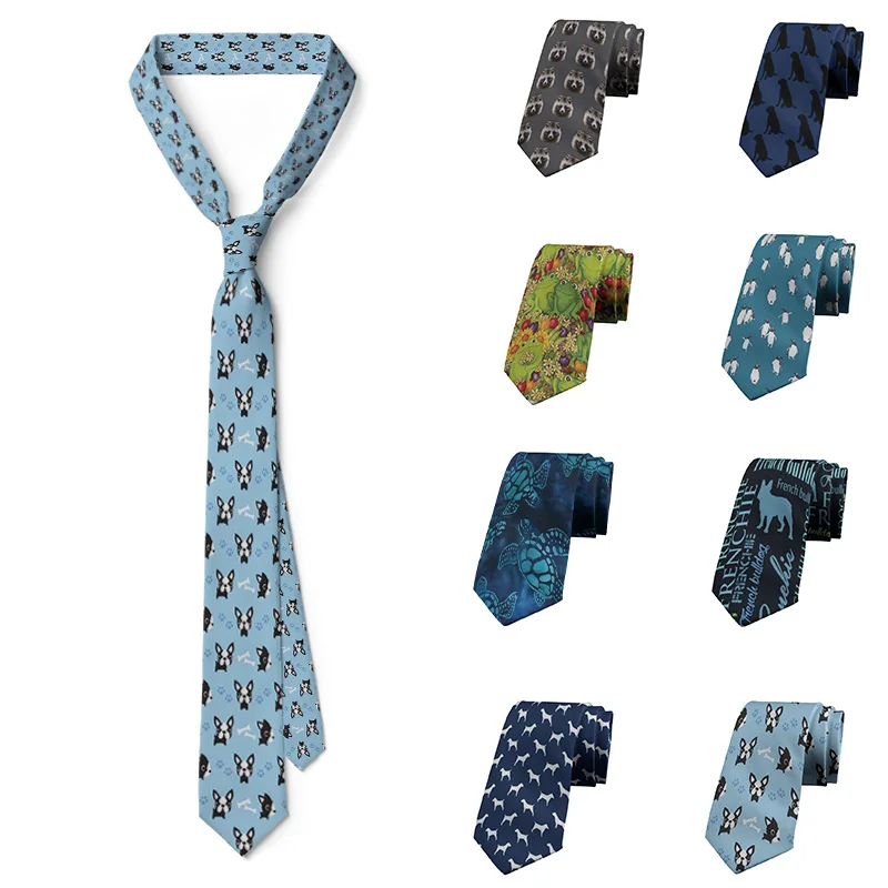 

Design Cute Dog Printed Neck Ties Men 8 CM Slim Casual Creative Festival Party Mens Ties Wedding Party Accessories Neckties