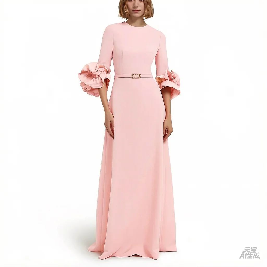 

Индивидуальные вечерние платья из креповой ткани для сексуальных женщин, формальные коктейльные платья, длинные платья в пол с круглым вырезом для выпускного вечера и вечеринок.