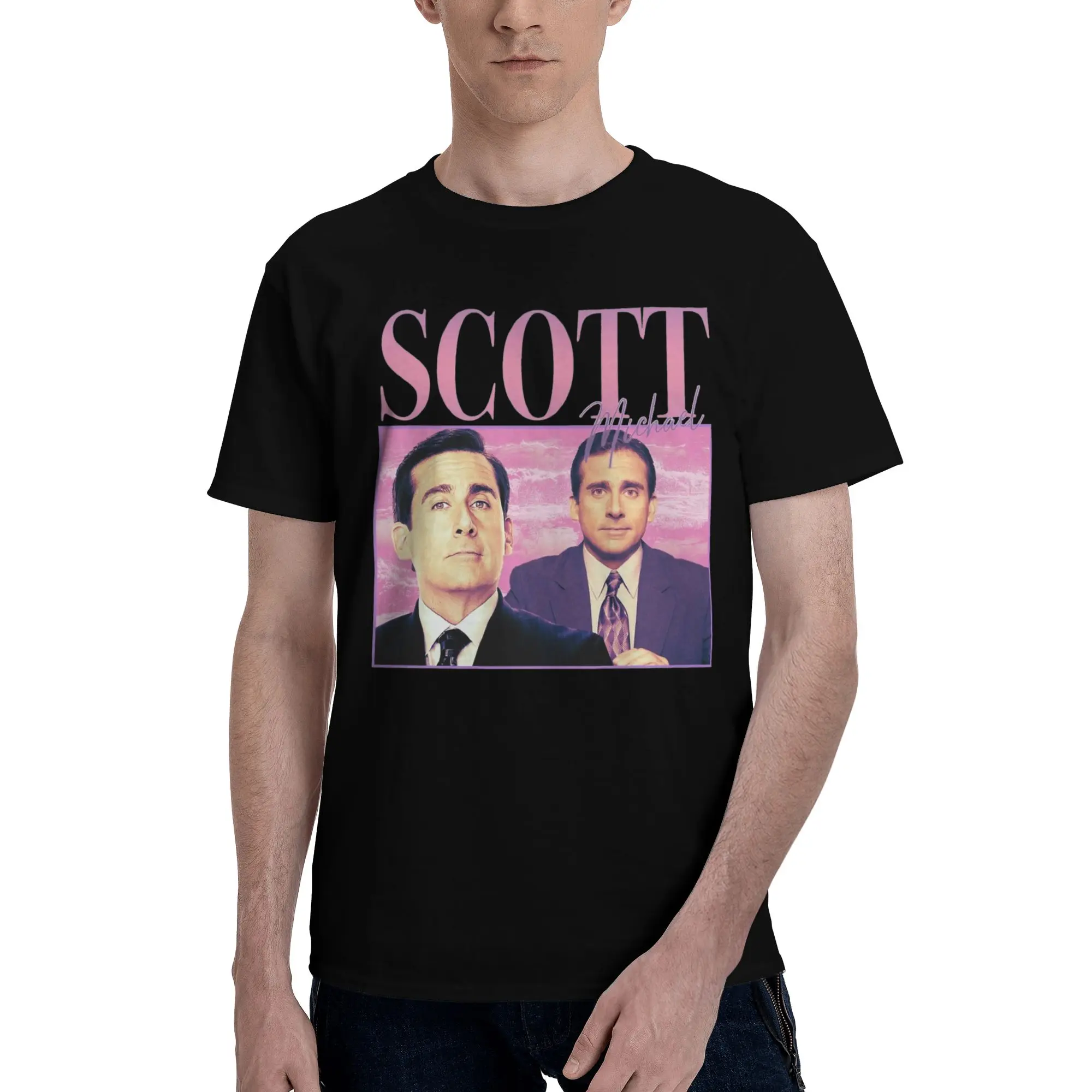 90s Retro Style Michael Scott T-Shirts Men The Office Novelty Cotton Tee Shirt Crewneck Short Sleeve T Shirts Plus Size Clothes