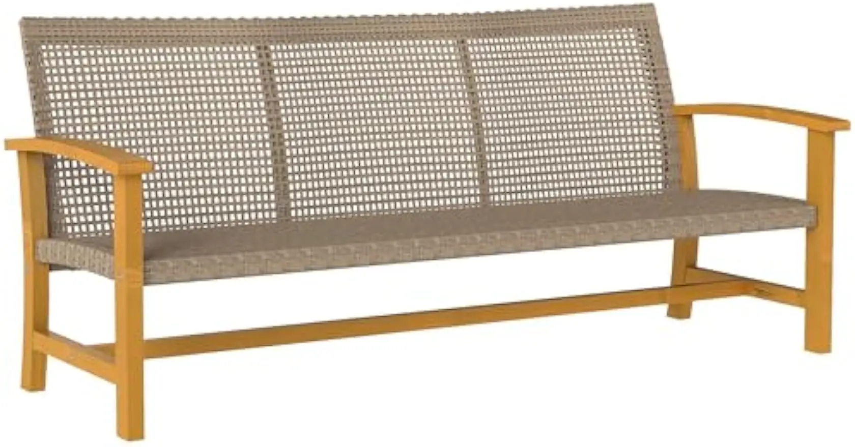 

Wicker Outdoor Couch, 3-Seat Rattan Outdoor Patio Sofa, 1000 lbs. Capacity, Acacia Wood Patio Furniture Couch with Steel Seat