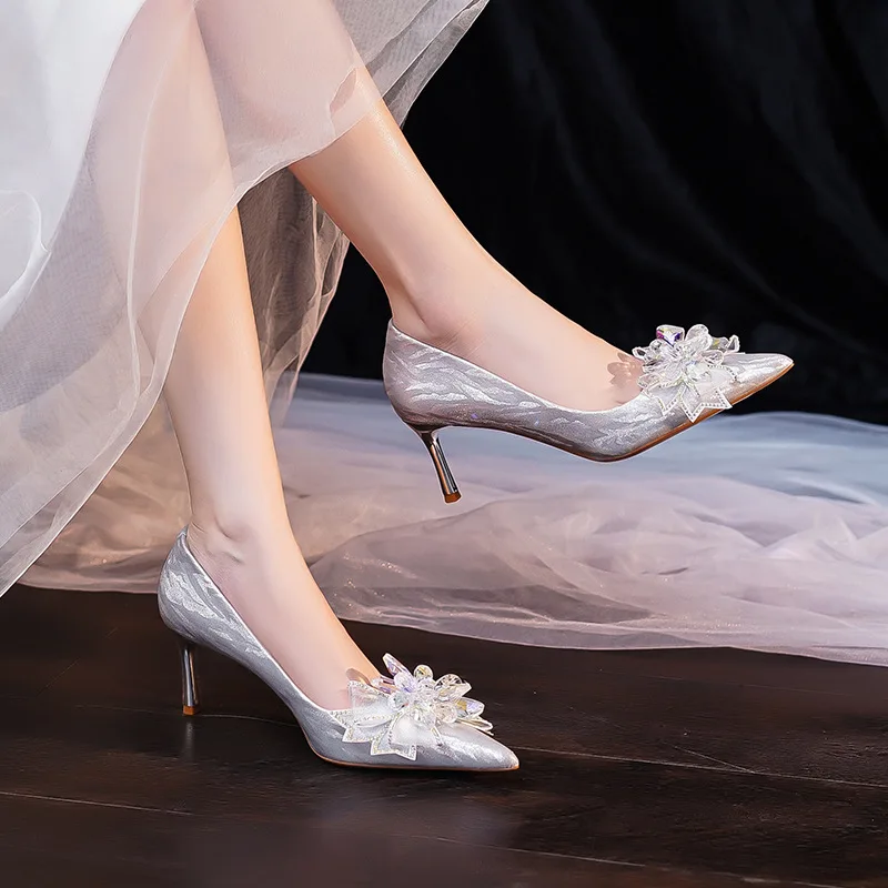 New Spring Wedding Shoes for Women, Xiuhe Wedding Dress, Two Wear Bridal Shoes, Not Tired Feet, Crystal High Heels