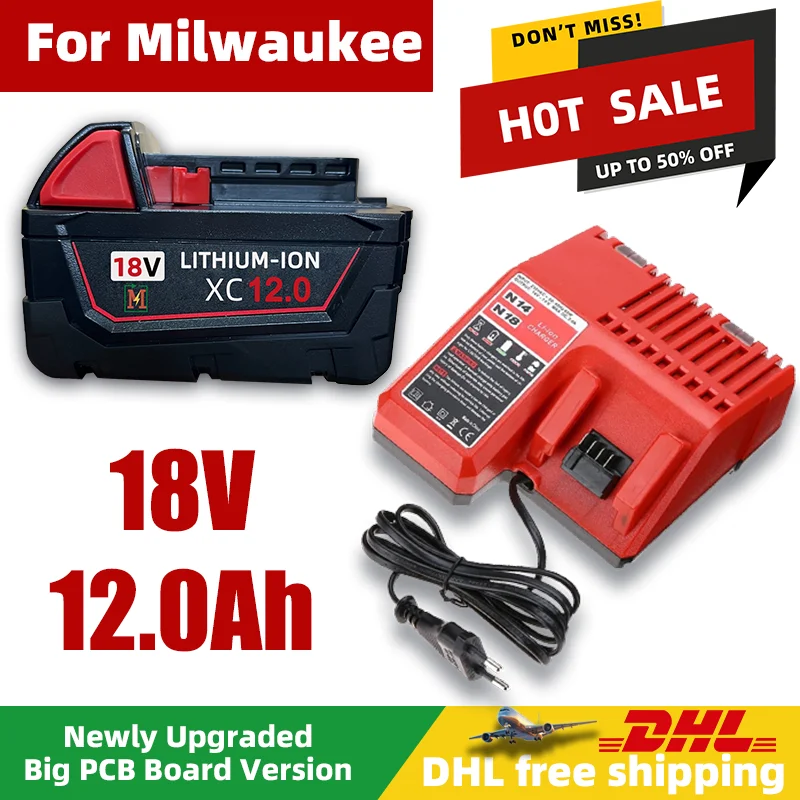 

For Milwaukee M18 18V Rechargeable battery,For Milwaukee M18B5 XC 48-11-1815 2604-20 48-11-1850 power tools Li-ion battery