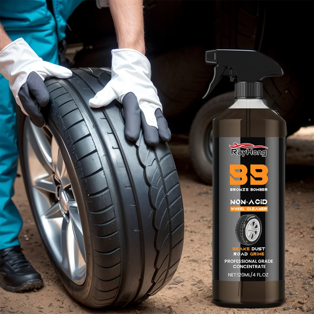 Wheel Rim Cleaner 120ml Powerful Rim Brake Buster Spray Car Detailing Brake Dust Remover for Cleaning Wheels and Tires