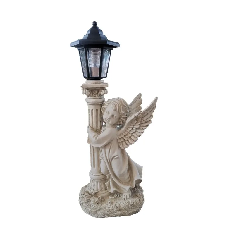 

New Vintage Garden Ornament Angel Solar Light Courtyard Villa Resin Crafts Decorative Sculpture
