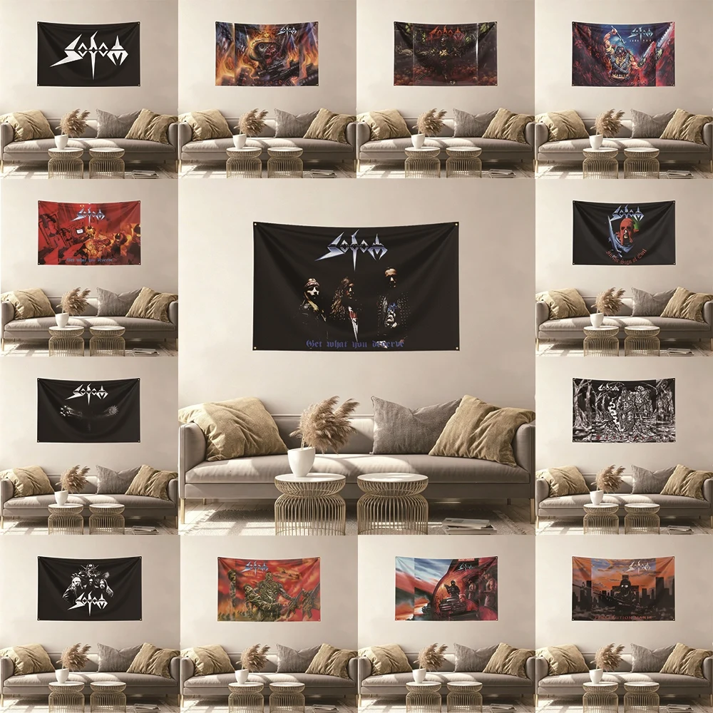 Sodom Music Flag Banner Vivid Color Fade Resistant With Metal Grommets Outdoor Garden Yard Indoor Dorm Room Wall Hanging Decor
