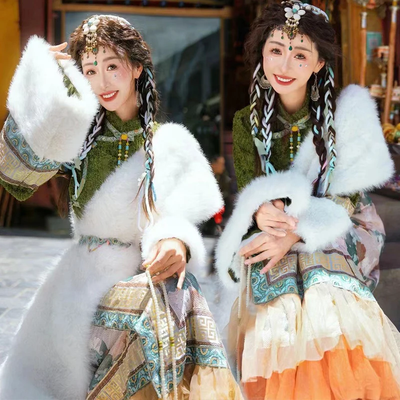 

New Ethnic Tibetan Costume een Fre Sle Photoaphy Clothing Yunnan Dali Lijiang Minori Wind Travel Photoaphy Outfit